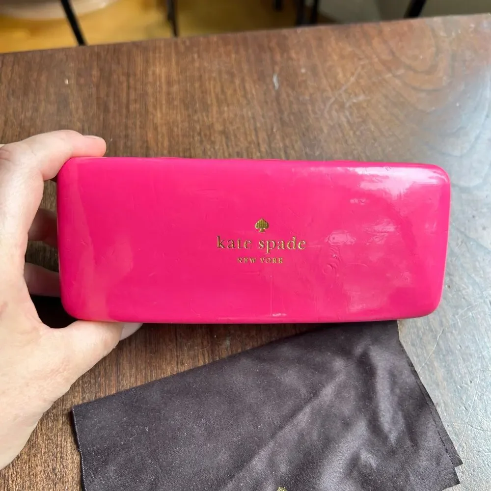 Kate Spade Tortoise Lucite Rectangle Sun Glasses Floral Temples FREDA